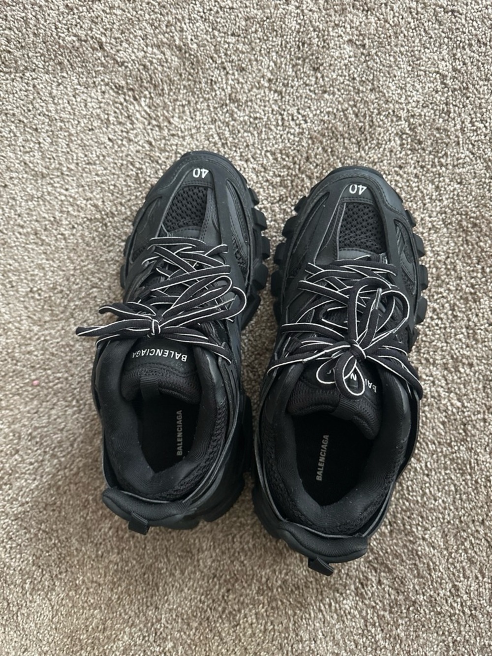 Balenciaga Black Chunky Track Sneakers with Reflective Laces